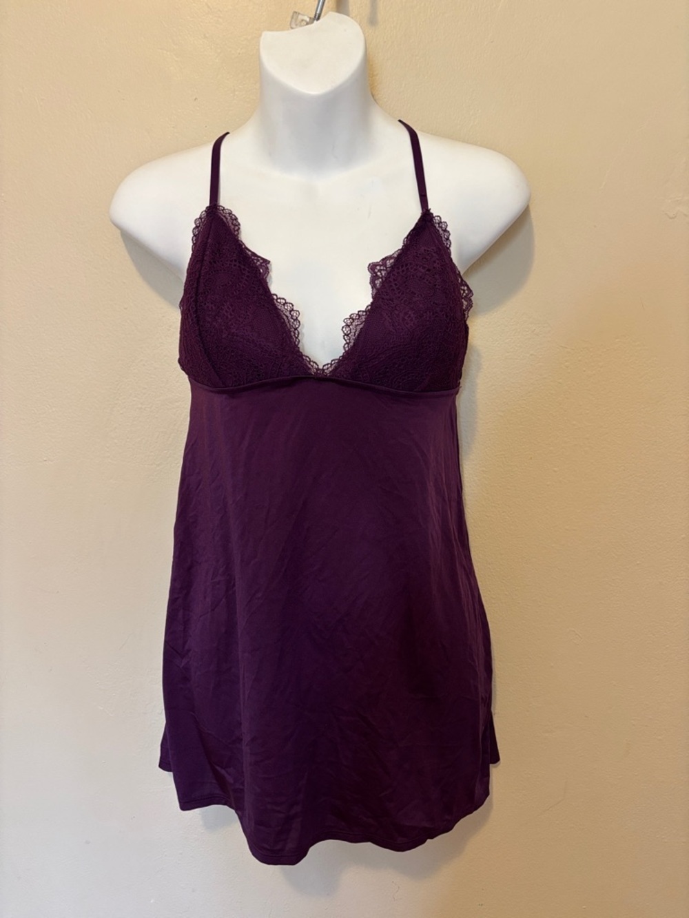 La SENZA Deep Plum Lace-Trim Chemise